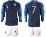 Wholesale Cheap France #7 Ribery Home Long Sleeves Soccer Country Jersey
