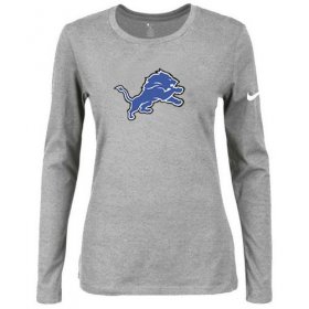 Wholesale Cheap Women\'s Nike Detroit Lions Of The City Long Sleeve Tri-Blend NFL T-Shirt Light Grey