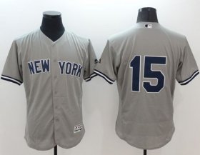 Wholesale Cheap Yankees #15 Thurman Munson Grey Flexbase Authentic Collection Stitched MLB Jersey