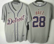 Wholesale Cheap Men's Detroit Tigers #28 Javier Baez Grey Stitched Cool Base Nike Jersey