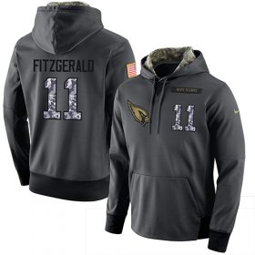 Wholesale Cheap NFL Men\'s Nike Arizona Cardinals #11 Larry Fitzgerald Stitched Black Anthracite Salute to Service Player Performance Hoodie