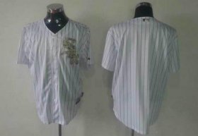 Wholesale Cheap White Sox Blank White(Black Strip) USMC Cool Base Stitched MLB Jersey