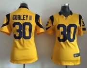 Wholesale Cheap Nike Rams #30 Todd Gurley II Gold Women's Stitched NFL Elite Rush Jersey