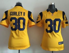 Wholesale Cheap Nike Rams #30 Todd Gurley II Gold Women\'s Stitched NFL Elite Rush Jersey