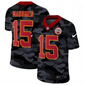 Cheap Kansas City Chiefs #15 Patrick Mahomes Men\'s Nike 2020 Black CAMO Red Vapor Untouchable Limited Stitched NFL Jersey