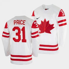 Wholesale Cheap Men\'s Carey Price Canada Hockey White 2022 Beijing Winter Olympic #31 Home Jersey