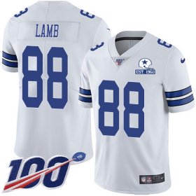 Wholesale Cheap Nike Cowboys #88 CeeDee Lamb White Men\'s Stitched With Established In 1960 Patch NFL 100th Season Vapor Untouchable Limited Jersey