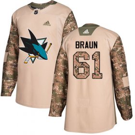 Wholesale Cheap Adidas Sharks #61 Justin Braun Camo Authentic 2017 Veterans Day Stitched NHL Jersey