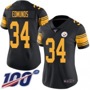 Wholesale Cheap Nike Steelers #34 Terrell Edmunds Black Women's Stitched NFL Limited Rush 100th Season Jersey