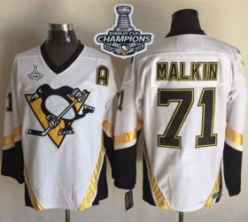 Wholesale Cheap Penguins #71 Evgeni Malkin White CCM Throwback 2017 Stanley Cup Finals Champions Stitched NHL Jersey
