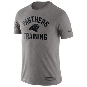 Wholesale Cheap Men\'s Carolina Panthers Nike Heathered Gray Training Performance T-Shirt