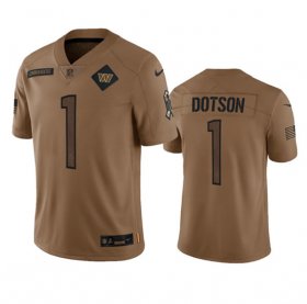 Wholesale Cheap Men\'s Washington Commanders #1 Jahan Dotson 2023 Brown Salute To Service Limited Football Stitched Jersey