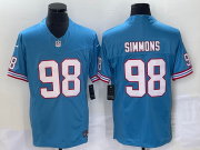 Wholesale Cheap Men's Tennessee Titans #98 Jeffery Simmons Light Blue 2023 F.U.S.E. Vapor Limited Throwback Stitched Football Jersey