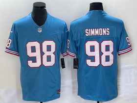 Wholesale Cheap Men\'s Tennessee Titans #98 Jeffery Simmons Light Blue 2023 F.U.S.E. Vapor Limited Throwback Stitched Football Jersey