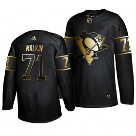 Wholesale Cheap Adidas Penguins #71 Evgeni Malkin Men\'s 2019 Black Golden Edition Authentic Stitched NHL Jersey