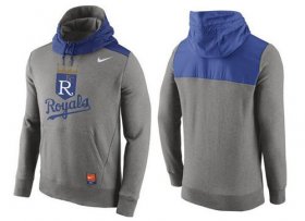 Wholesale Cheap Men\'s Kansas City Royals Nike Gray Cooperstown Collection Hybrid Pullover Hoodie