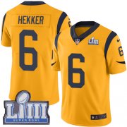 Wholesale Cheap Nike Rams #6 Johnny Hekker Gold Super Bowl LIII Bound Men's Stitched NFL Limited Rush Jersey