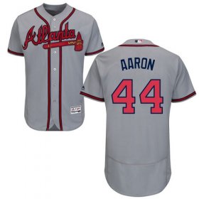 Wholesale Cheap Braves #44 Hank Aaron Grey Flexbase Authentic Collection Stitched MLB Jersey