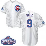 Wholesale Cheap Cubs #9 Javier Baez White Home 2016 World Series Champions Stitched Youth MLB Jersey