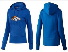 Wholesale Cheap Women\'s Denver Broncos Logo Pullover Hoodie Blue