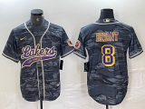 Cheap Men's Los Angeles Lakers #8 Kobe Bryant Grey Camo Cool Base Stitched Baseball Jersey
