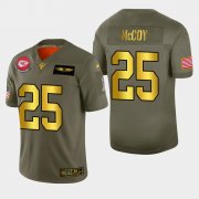 Wholesale Cheap Kansas City Chiefs #25 LeSean McCoy Men's Nike Olive Gold 2019 Salute to Service Limited NFL 100 Jersey