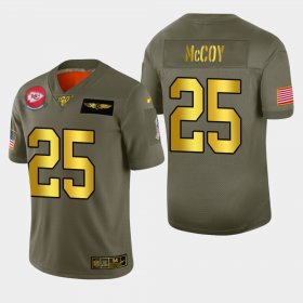 Wholesale Cheap Kansas City Chiefs #25 LeSean McCoy Men\'s Nike Olive Gold 2019 Salute to Service Limited NFL 100 Jersey