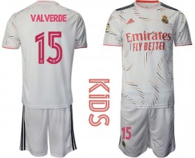 Wholesale Cheap Youth 2021-2022 Club Real Madrid home white 15 Adidas Soccer Jersey