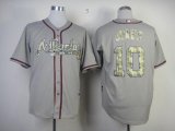 Wholesale Cheap Braves #10 Chipper Jones Grey USMC Cool Base Stitched MLB Jersey