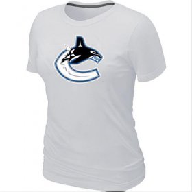 Wholesale Cheap Women\'s Vancouver Canucks Big & Tall Logo White NHL T-Shirt