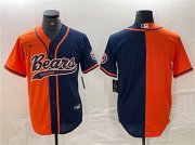 Cheap Men's Chicago Bears Blank Orange Navy Split With Patch Cool Base Stitched Baseball Jersey