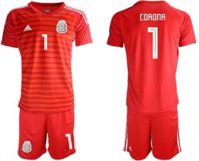 Wholesale Cheap Mexico #1 Corona Red Goalkeeper Soccer Country Jersey