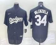 Wholesale Cheap Men's Los Angeles Dodgers #34 Fernando Valenzuela Black Turn Back The Clock Stitched Cool Base Jersey