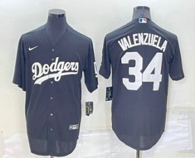 Wholesale Cheap Men\'s Los Angeles Dodgers #34 Fernando Valenzuela Black Turn Back The Clock Stitched Cool Base Jersey