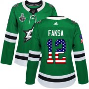 Cheap Adidas Stars #12 Radek Faksa Green Home Authentic USA Flag Women's 2020 Stanley Cup Final Stitched NHL Jersey
