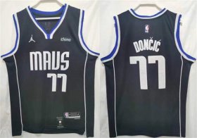 Wholesale Cheap Men\'s Dallas Mavericks #77 Luka Doncic Black Stitched Jersey