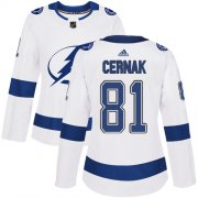 Cheap Adidas Lightning #81 Erik Cernak White Road Authentic Women's Stitched NHL Jersey