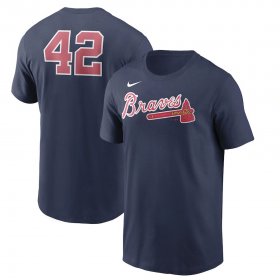 Wholesale Cheap Atlanta Braves Nike Jackie Robinson Day Team 42 T-Shirt Navy