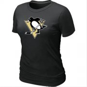 Wholesale Cheap Women's Pittsburgh Penguins Big & Tall Logo Black NHL T-Shirt