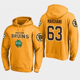 Wholesale Cheap Bruins #63 Brad Marchand Gold 2018 Winter Classic Fanatics Alternate Logo Hoodie
