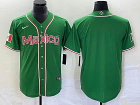 Wholesale Cheap Men\'s Mexico Baseball Blank Green 2023 World Baseball Classic Stitched Jersey