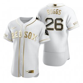 Wholesale Cheap Boston Red Sox #26 Wade Boggs White Nike Men\'s Authentic Golden Edition MLB Jersey