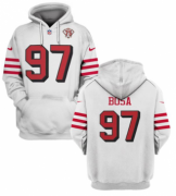 Wholesale Cheap Men's San Francisco 49ers #97 Nick Bosa 2021 White 75th Anniversary Pullover Hoodie