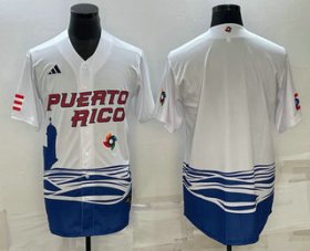 Cheap Men\'s Puerto Rico Baseball Blank White 2023 World Baseball Classic Stitched Jersey