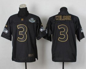 Wholesale Cheap Nike Seahawks #3 Russell Wilson Black Gold No. Fashion Men\'s Stitched NFL Elite Jersey