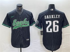 Cheap Men\'s Philadelphia Eagles #26 Saquon Barkley Black Cool Base Baseball Stitched Jersey