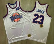 Wholesale Cheap Men's The Movie Space Jam #23 LeBron James White Soul AU Basketball Jersey