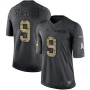 Wholesale Cheap Nike Lions #9 Matthew Stafford Black Men's Stitched NFL Limited 2016 Salute To Service Jersey