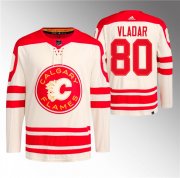 Cheap Men's Calgary Flames #80 Daniel Vladar 2023 Cream Classic Primegreen Stitched Jersey