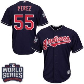 Wholesale Cheap Indians #55 Roberto Perez Navy Blue Alternate 2016 World Series Bound Stitched Youth MLB Jersey